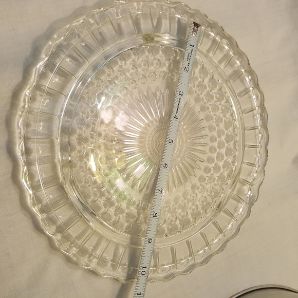 Vtg Cake Plate with Tin Lid. Clear Glass. - Picture 6 of 6